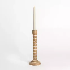 Light Wood Spindle Taper Candle Holder, 13 in.