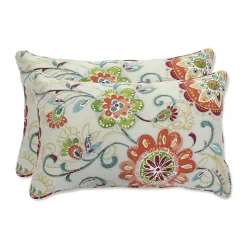 Lily Paisley Outdoor Lumbar Pillows, Set of 2