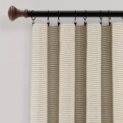 Linen Button and Stripe Curtain Panel Set, 84 in.