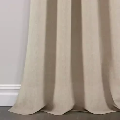 Linen Button and Stripe Curtain Panel Set, 84 in.