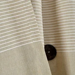 Linen Button and Stripe Curtain Panel Set, 84 in.