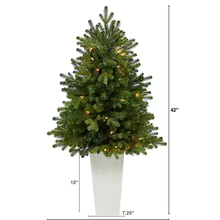 3.5 Lit Fir Christmas Tree in White Tower Planter