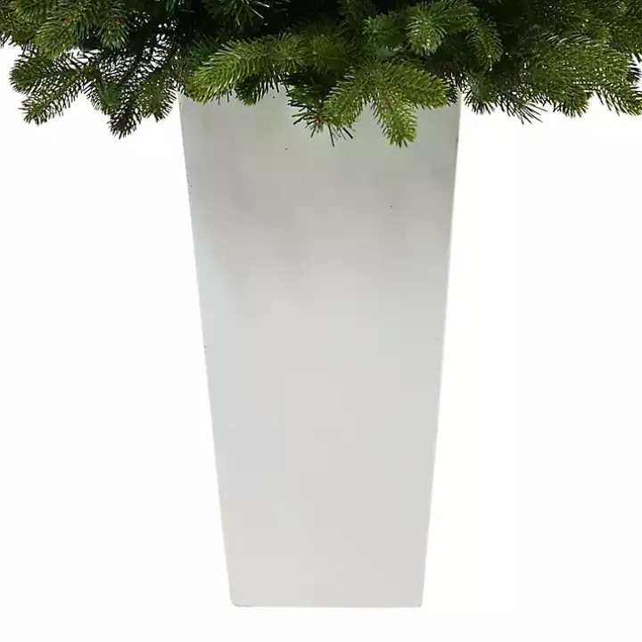 3.5 Lit Fir Christmas Tree in White Tower Planter