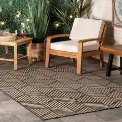Lori Dark Gray Modern Geometric Outdoor Rug, 8x10