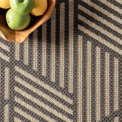 Lori Dark Gray Modern Geometric Outdoor Rug, 5x8