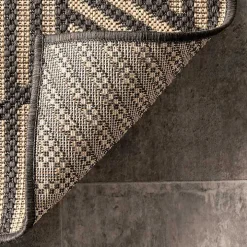 Lori Dark Gray Modern Geometric Outdoor Rug, 5x8