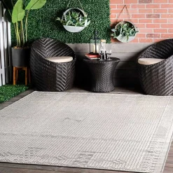 Lowden Gray Tribal Outdoor Rug, 5x8