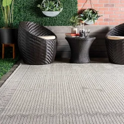 Lowden Gray Tribal Outdoor Rug, 5x8