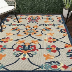 Lyla Multi Floral Damask Indoor/Outdoor Rug, 5x8