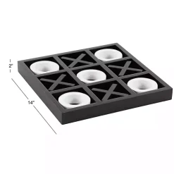 Matte Black and White Wooden Tic Tac Toe Board