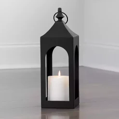 Matte Black Hampshire Metal Lantern, 24 in.
