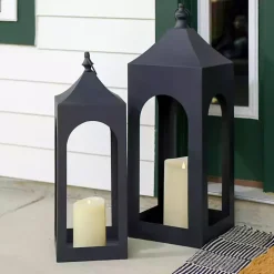 Matte Black Hampshire Metal Lantern, 24 in.