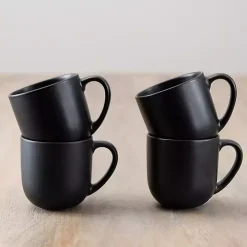 Matte Black Simple Things Mugs, Set of 4