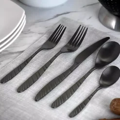 Matte Black Steel Diagonal 20-pc. Flatware Set