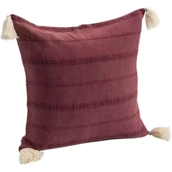 Merlot Striped Organic Cotton Throw Pillow