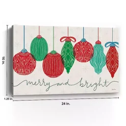 Merry and Bright Bulbs Canvas Art Print, 24x16 in.