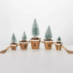 Merry Bottle Brush Tree Tabletop Blocks