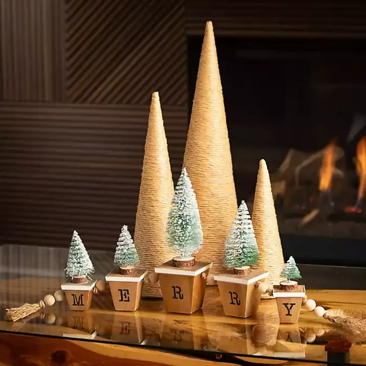 Merry Bottle Brush Tree Tabletop Blocks