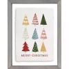 Merry Christmas Colorful Trees Framed Art Print