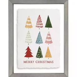 Merry Christmas Colorful Trees Framed Art Print