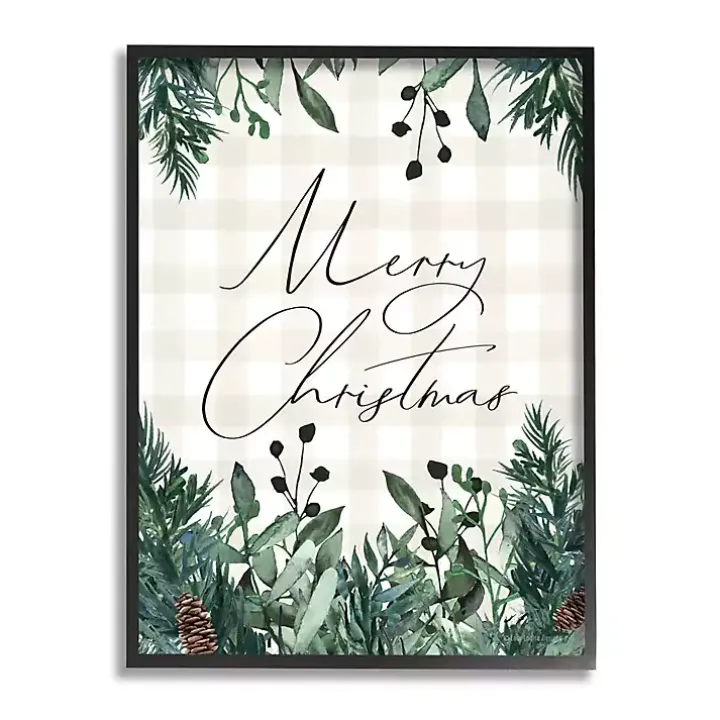 Merry Christmas Greenery Wall Plaque