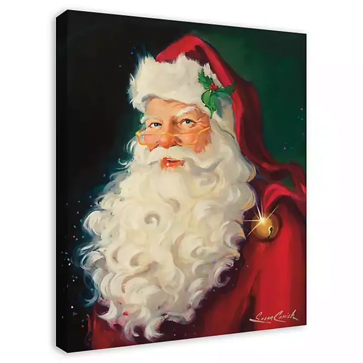Merry Christmas Santa Portrait Canvas Art Print