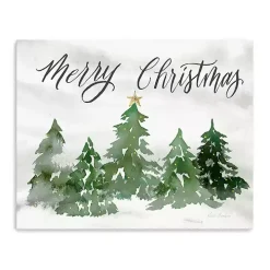 Merry Christmas Trees Canvas Art Print