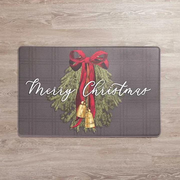 Merry Christmas Wreath Kitchen Mat