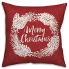 Merry Christmas Wreath Outdoor Pillow