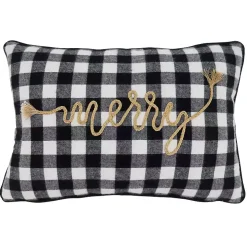 Merry Gingham Felt Lumbar Pillow