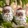 Merry Santa Face Ornaments, Set of 2
