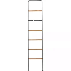 Metal and Fir Wood Leaning Ladder with Hooks