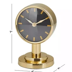 Metallic Gold Steel Beveled Base Tabletop Clock