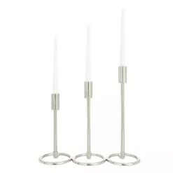 Metallic Loop Base Taper Candle Holders, Set of 3