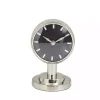 Metallic Silver Steel Beveled Base Tabletop Clock