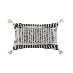 Milly Black and White Tassel Lumbar Pillow