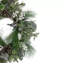 Mixed Foliage and White Berry Wreath