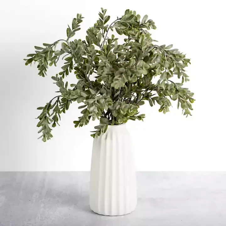 Mixed Greenery Arrangement in White Vase