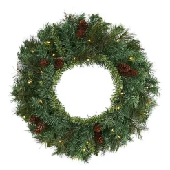Mixed Pine Clear LED Wreath, 20 in.