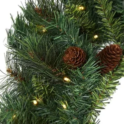 Mixed Pine Clear LED Wreath, 20 in.