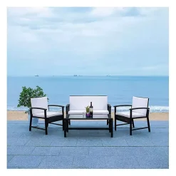 Modern Black Wicker 4-pc. Outdoor Living Set