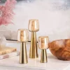 Modern Gold Base Glass 3-pc. Candle Holder Set