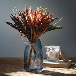 Modern Gray Ribbed Glass Vase