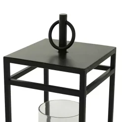 Modern Vintage Black Iron Framed Lantern, 18 in.