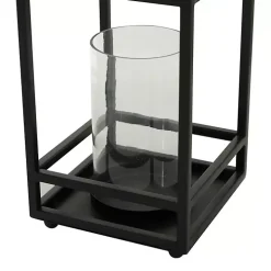 Modern Vintage Black Iron Framed Lantern, 18 in.