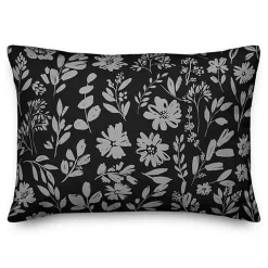 Monochrome Florals Indoor/Outdoor Lumbar Pillow