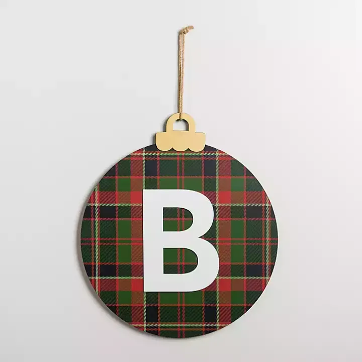 Monogram B Plaid Ornament Wall Plaque