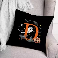 Monogram D Halloween Indoor/Outdoor Pillow