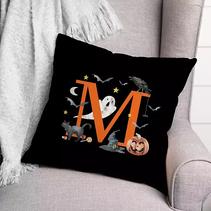 Monogram M Halloween Indoor/Outdoor Pillow