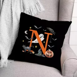 Monogram N Halloween Indoor/Outdoor Pillow